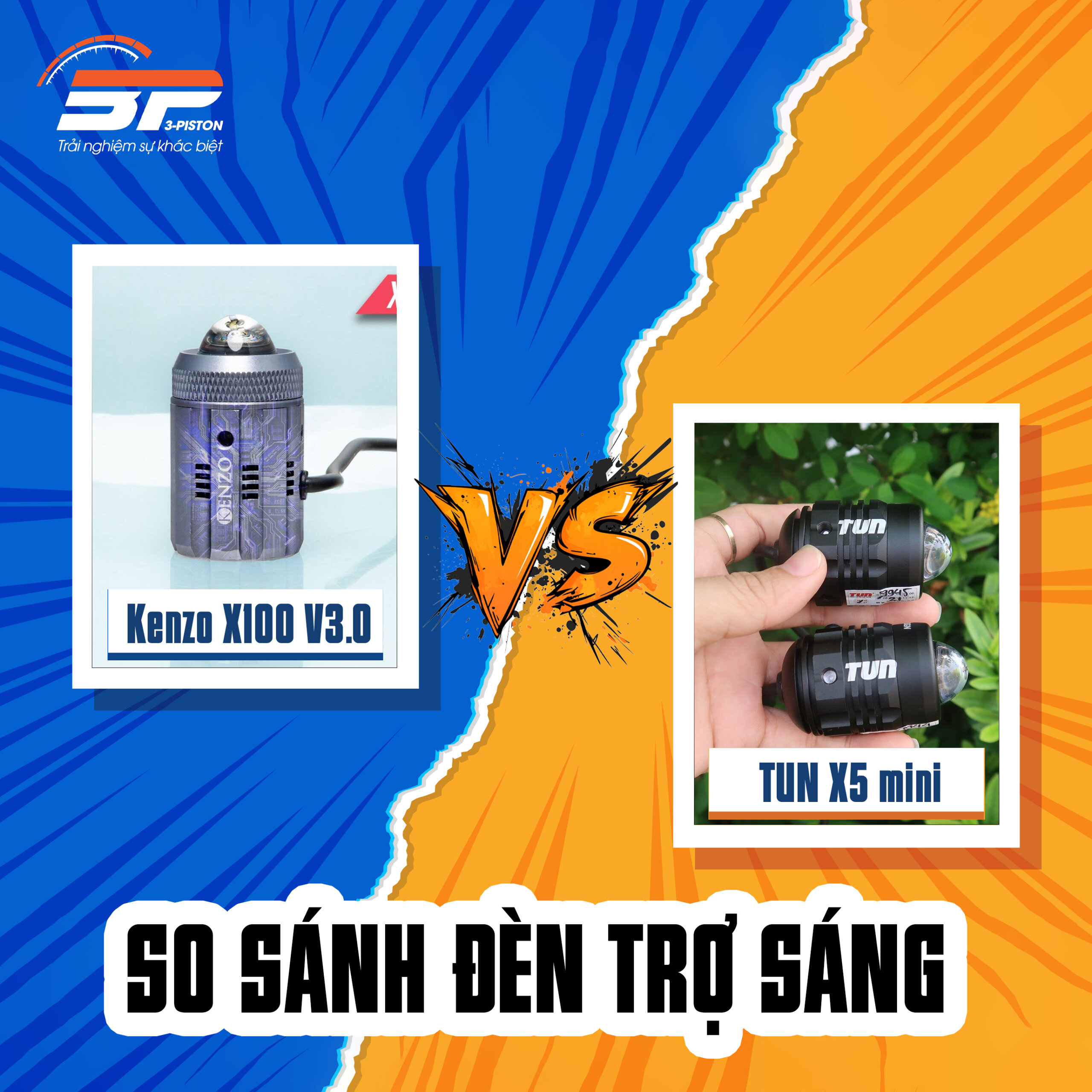 So sánh đèn trợ sáng Kenzo X100 V3.0 và Tun X5 Mini